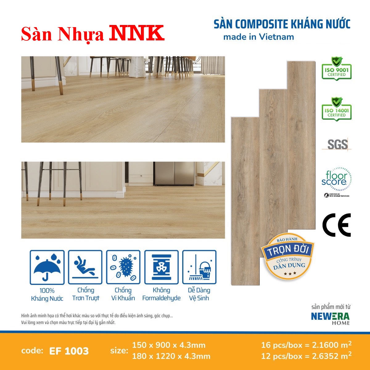 Sàn nhựa hèm khoá mẫu mới NNK 03 tại Dầu Tiếng 